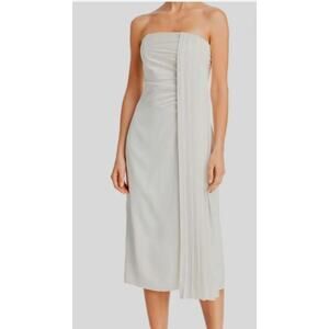 Ramy Brook Women's Joan Midi Dress Strapless Drape Ivory Dress Sz 0 NWT 545